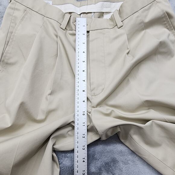 John W. Nordstrom Pants Mens 35W 31L Tan Khaki Smart Care Pleated Cuffed Office - Picture 8 of 11